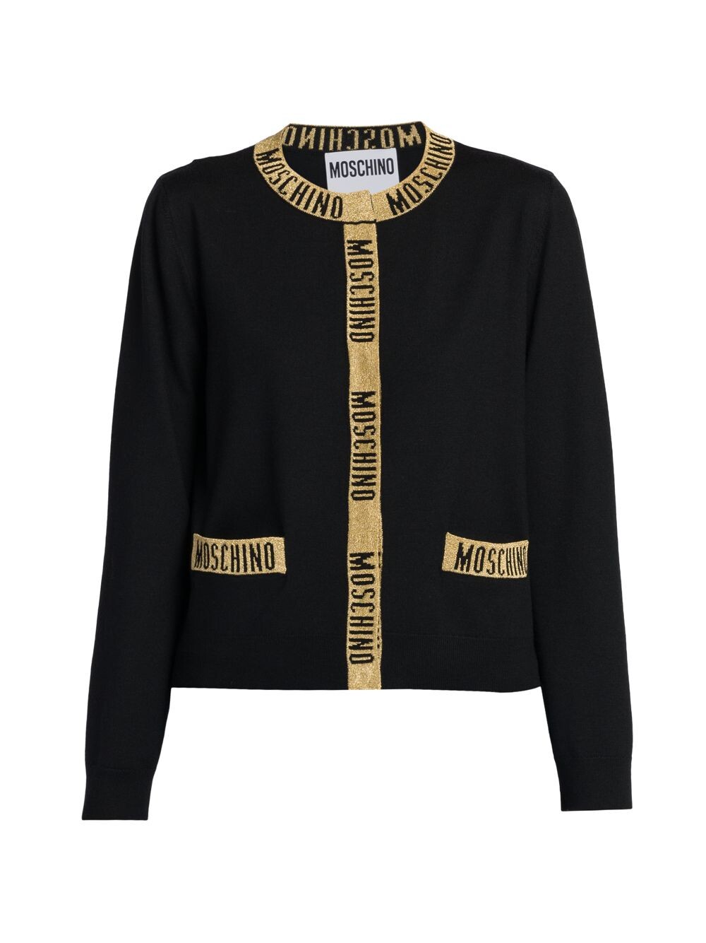 

Кардиган с блестящим логотипом Moschino, черный