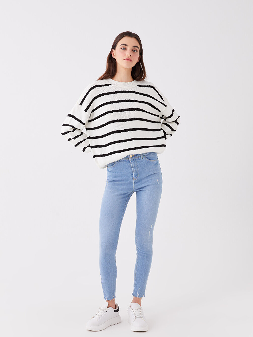 

Супероблегающие женские джинсовые брюки с высокой талией LCW Jeans, открытое индиго родео