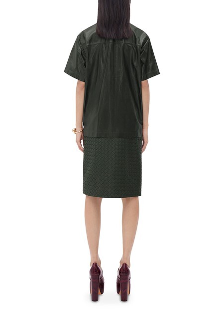 

Рубашка из блестящей кожи Bottega Veneta, темно-зеленый