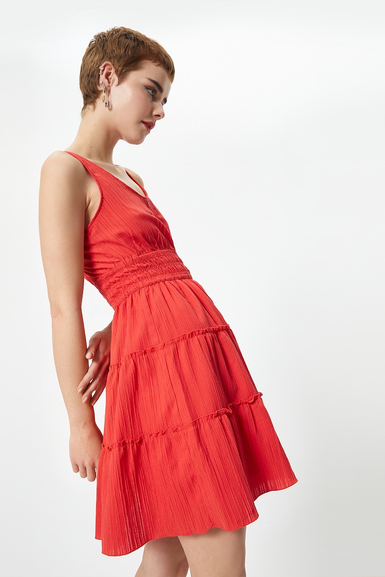 Вырезное платье со складками Koton, красный