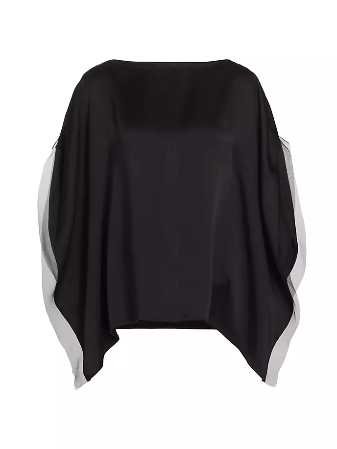 

Атласный топ-кейп с отделкой из органзы Jason Wu Collection, черный