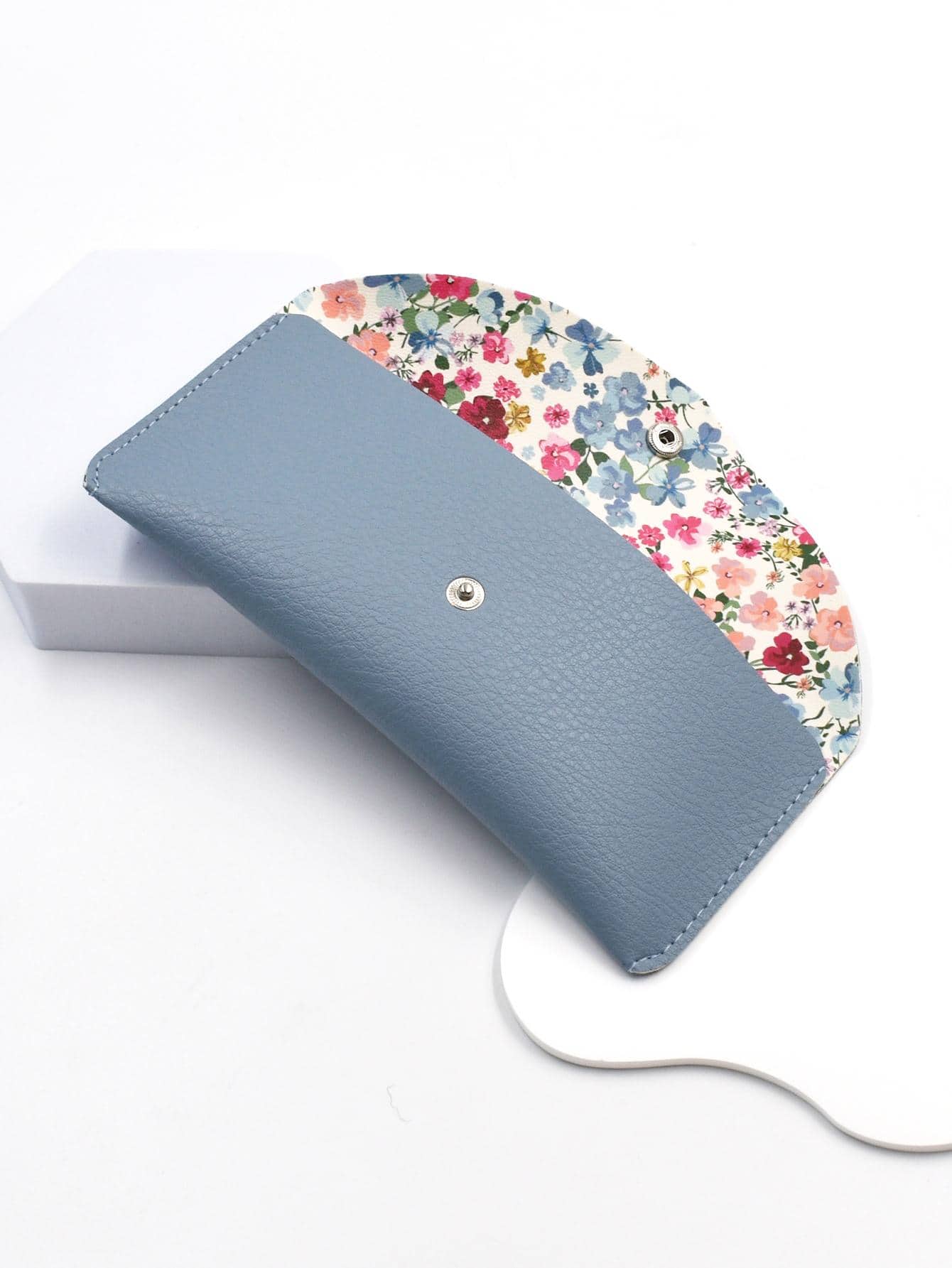 1 шт. модная женская сумка ярких цветов с цветочным узором и кнопками, синий