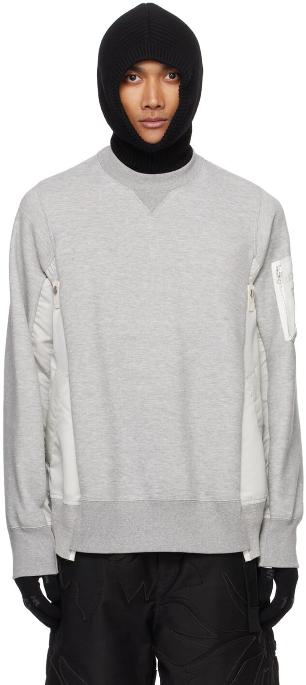 

Серый свитшот из губки Sacai, цвет L/Gray l/Gray