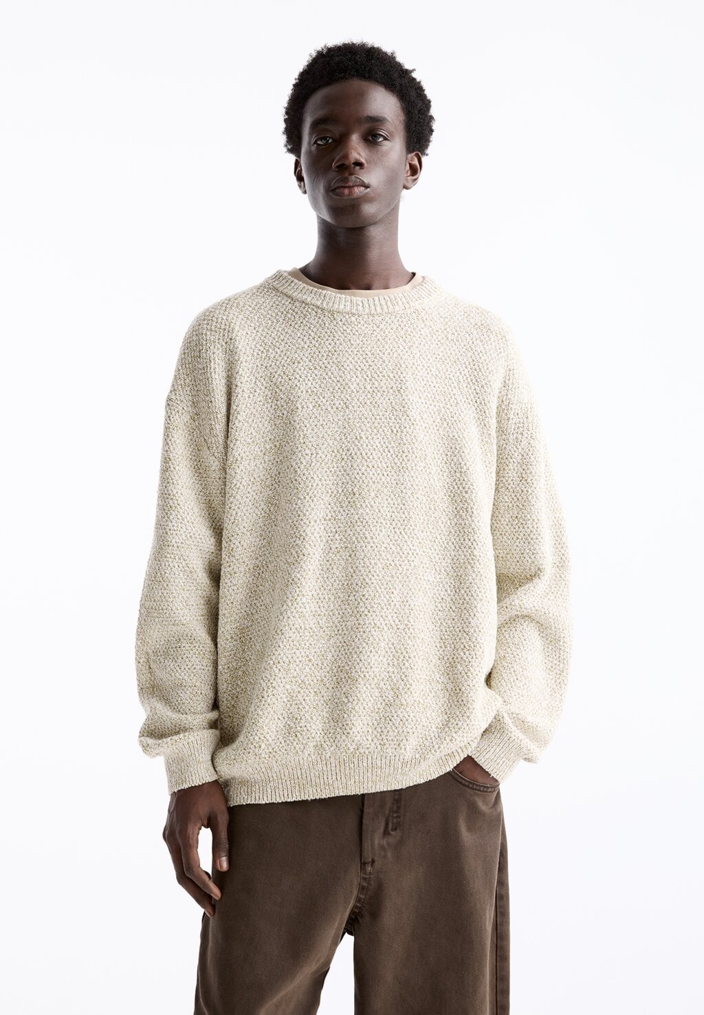 

Вязаный свитер TEXTURED FLECKED PULL&BEAR, цвет beige