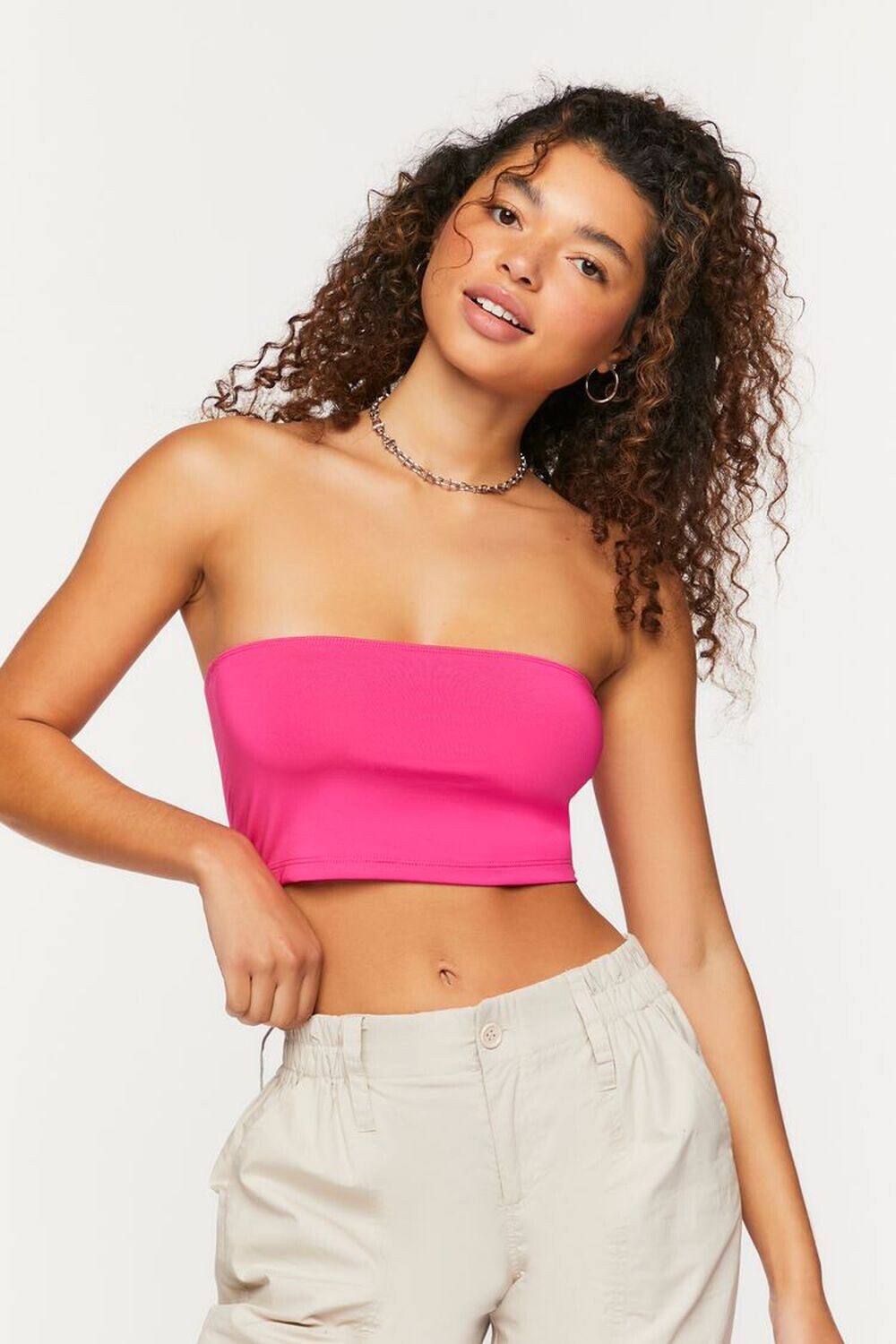 

Укороченный топ без рукавов Forever 21, фуксия
