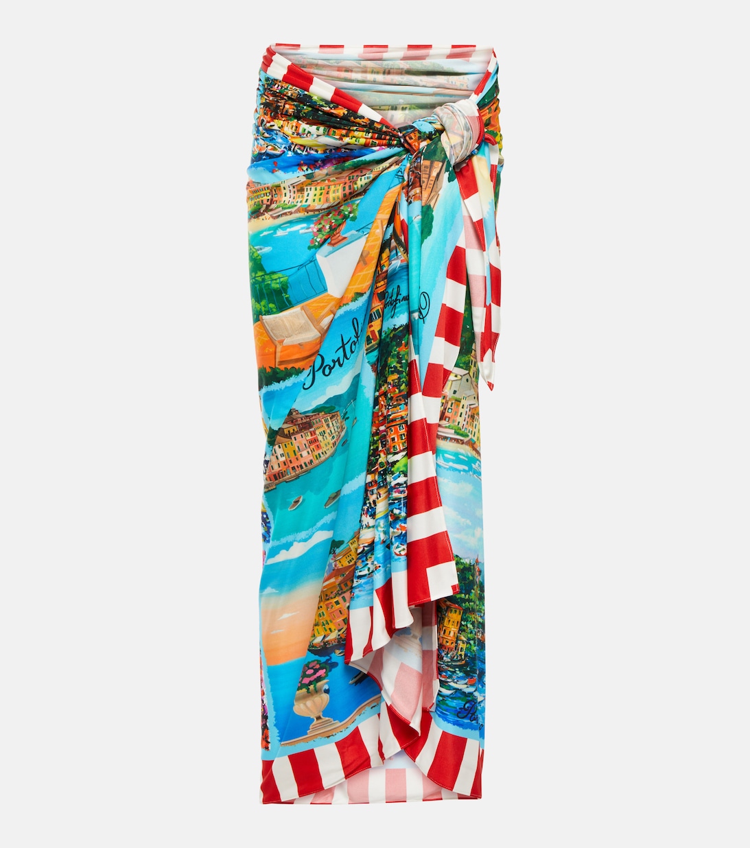 Шелковое пляжное платье с принтом Portofino DOLCE&GABBANA, разноцветный шелковое платье с принтом poppy dolce
