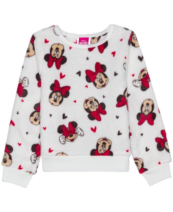 

Плюшевый пуловер с капюшоном для маленьких девочек Minnie Hearts Disney, белый