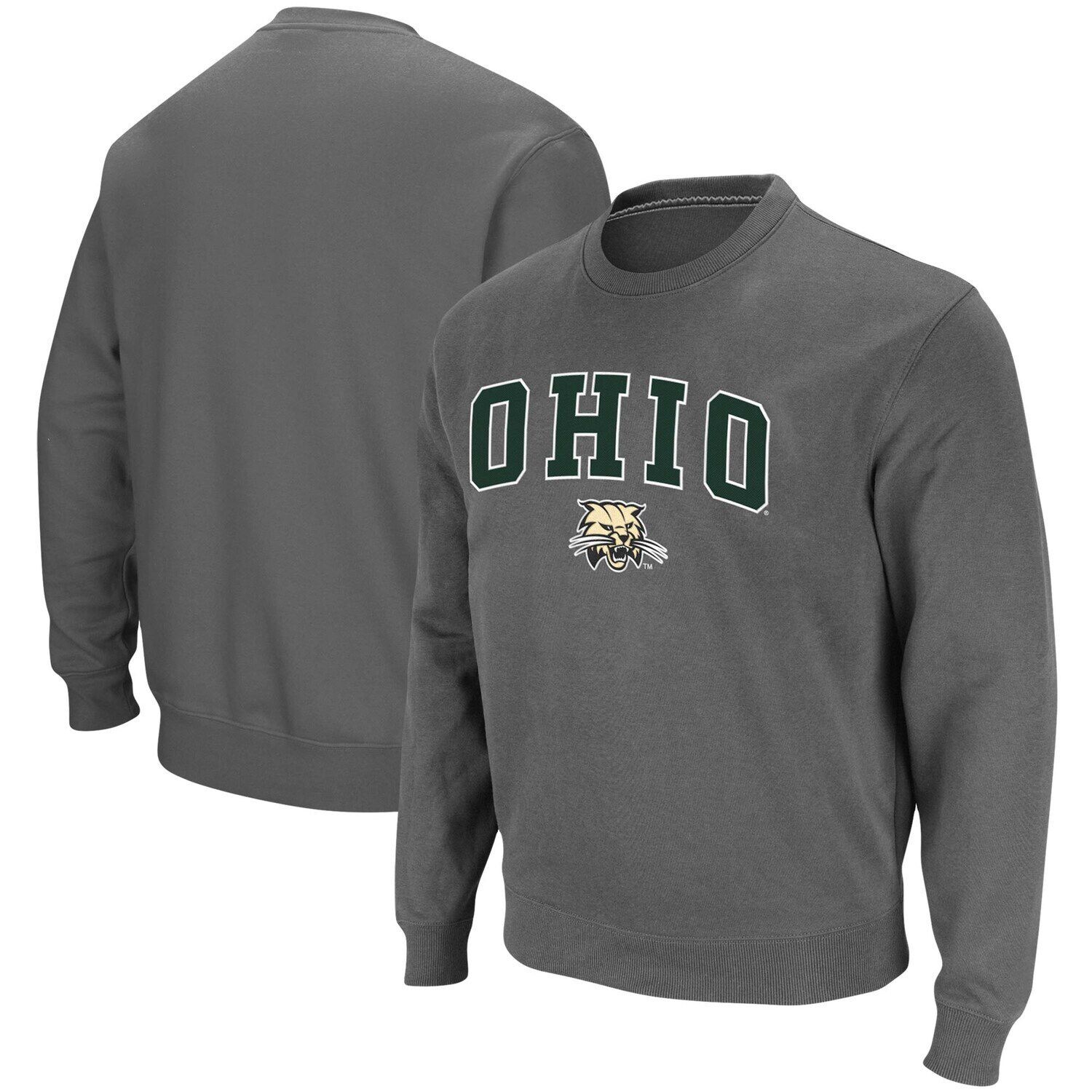 

Мужской темно-серый свитшот из твила Ohio Bobcats Arch & Logo Tackle Colosseum
