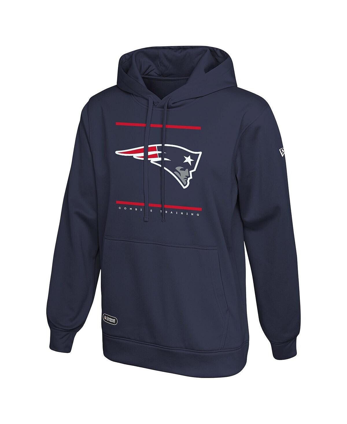 

Мужской темно-синий пуловер New England Patriots с капюшоном и аутентичным разрезом New Era