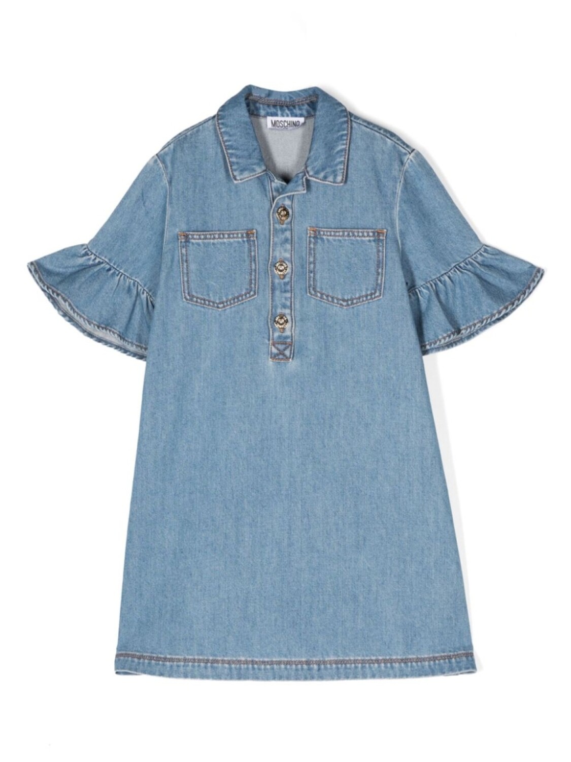 

Moschino Kids джинсовое платье со стразами, синий