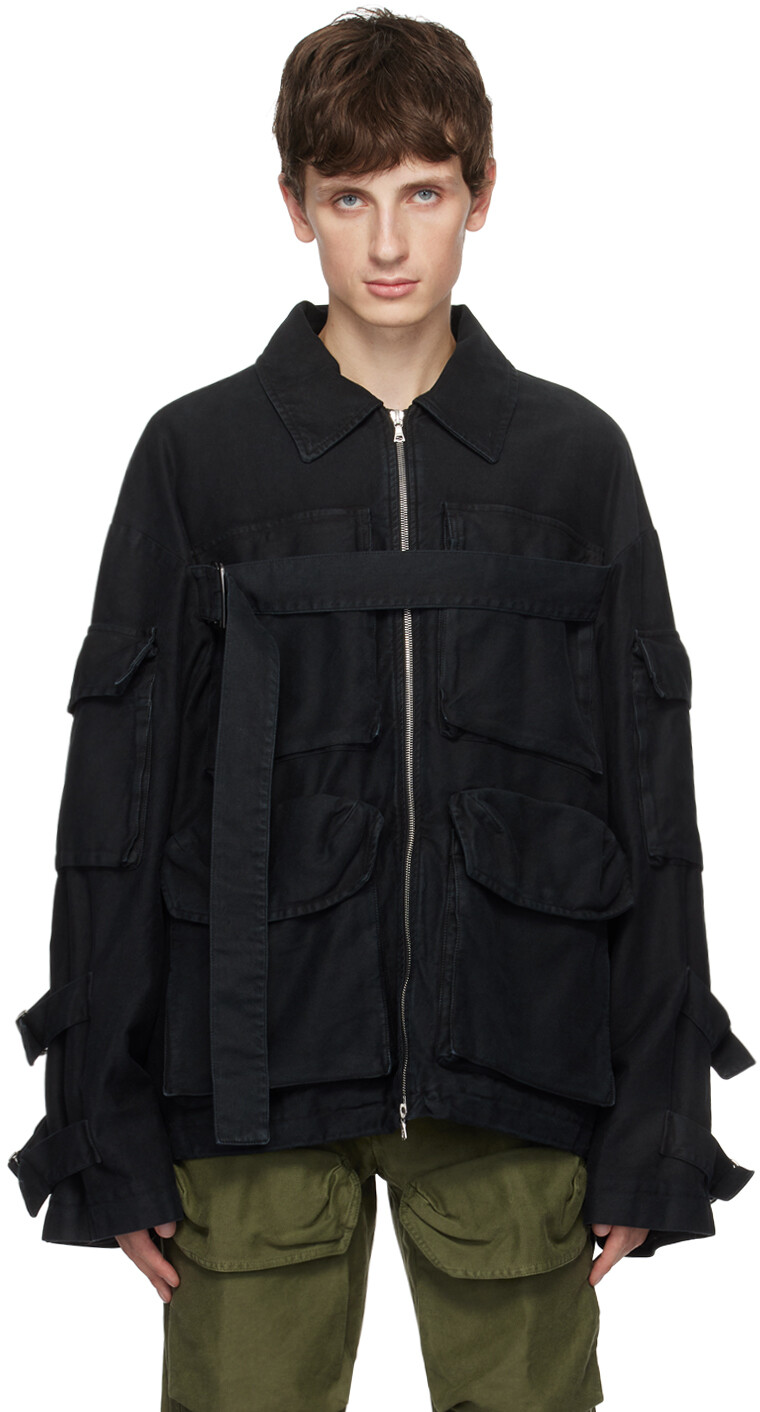 

Черная куртка, окрашенная в готовую одежду Dries Van Noten, Черный