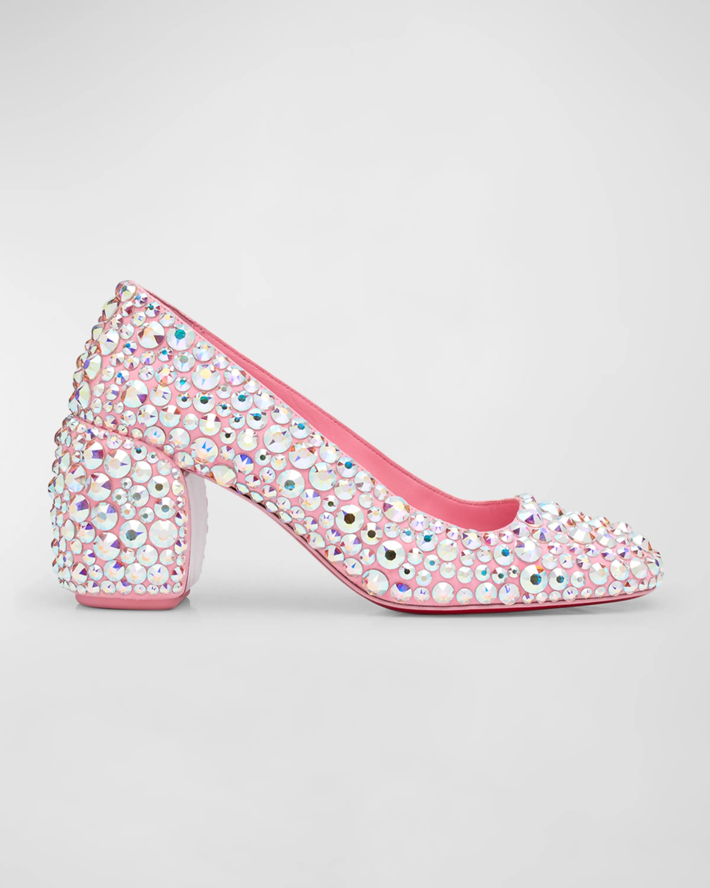 

Туфли Minny Maxi с красной подошвой и кристаллами Christian Louboutin, цвет Calipso/Crystal