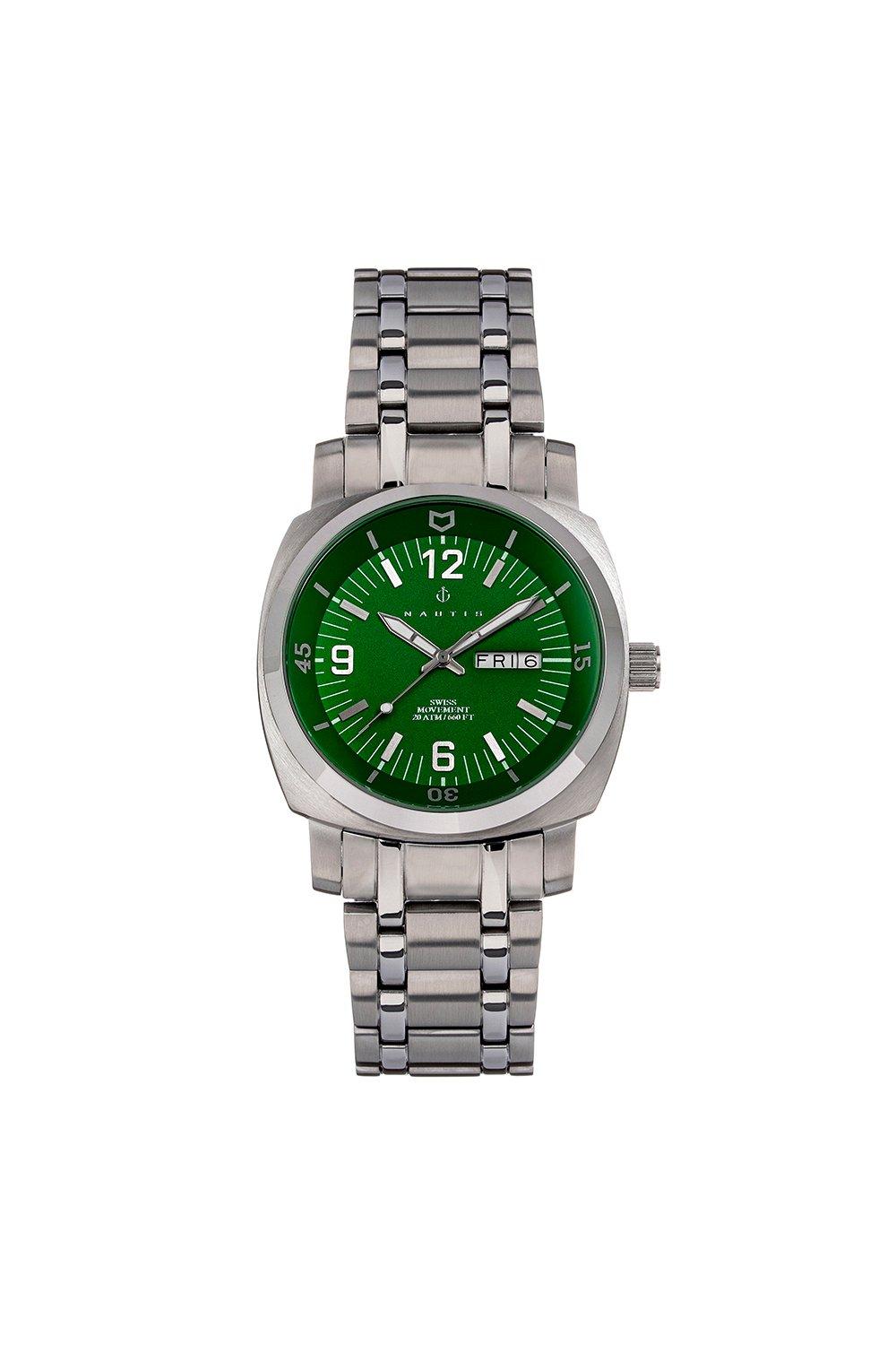 Часы-браслет Stealth с указанием дня и даты Nautis, зеленый
