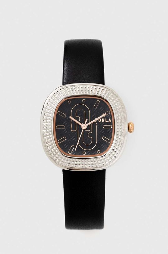 Часы Фурла Furla, черный женские кварцевые часы с кожаным ремешком с квадратным циферблатом