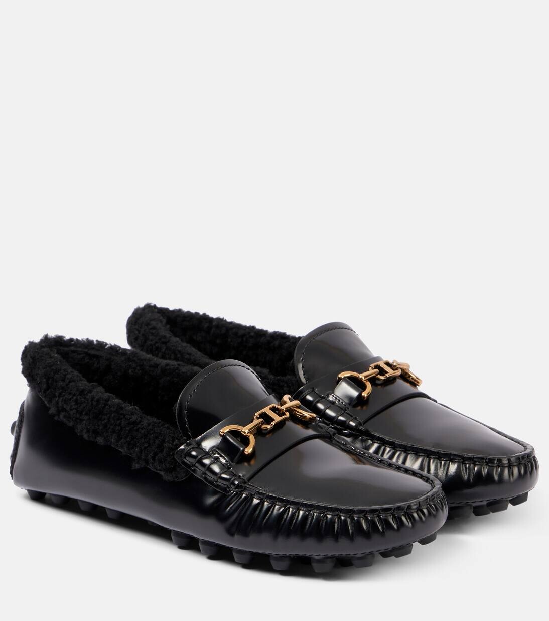 

Кожаные мокасины с отделкой из овчины Tod'S, черный