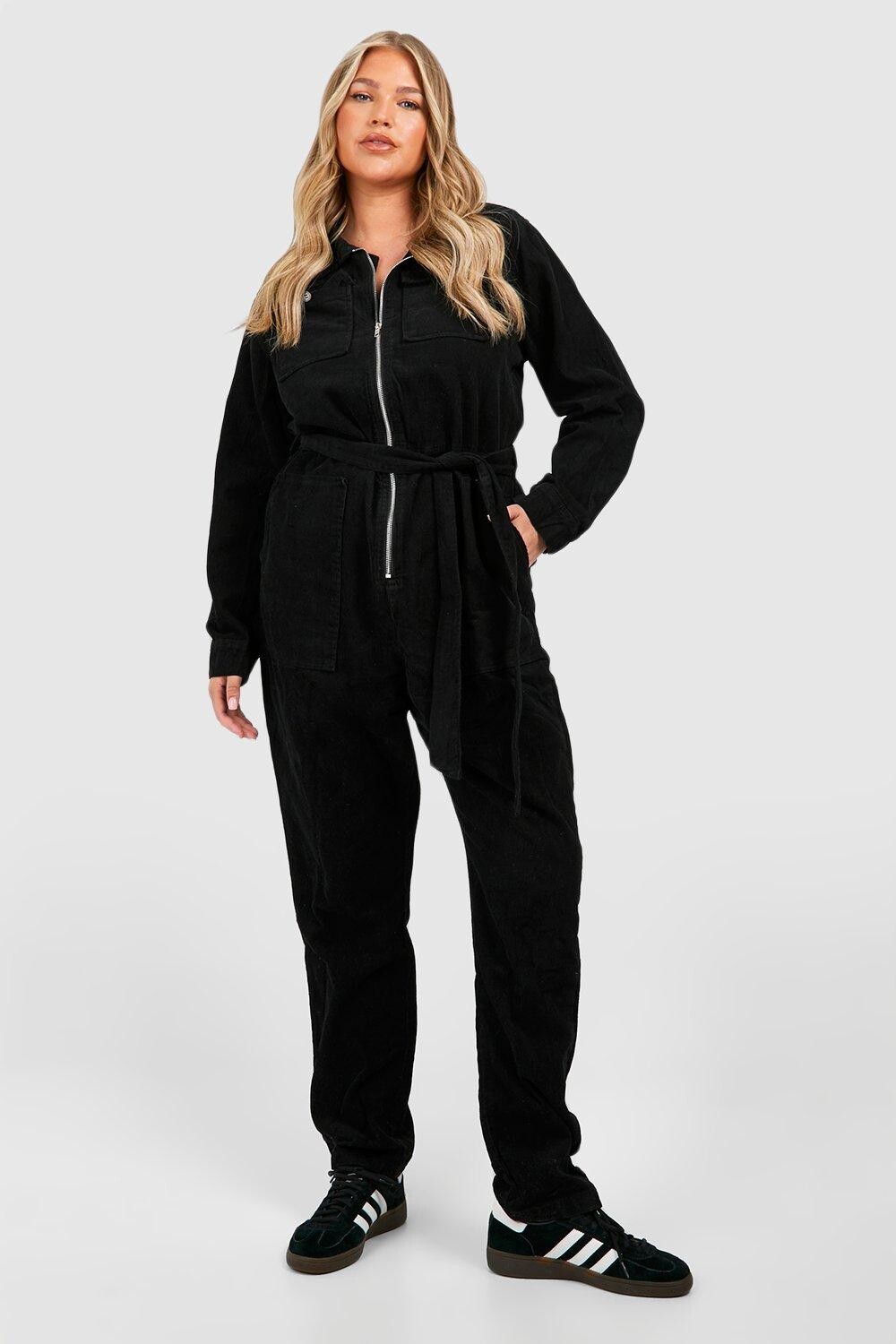 

Комбинезон-карго Plus со шнурком и поясом boohoo, черный