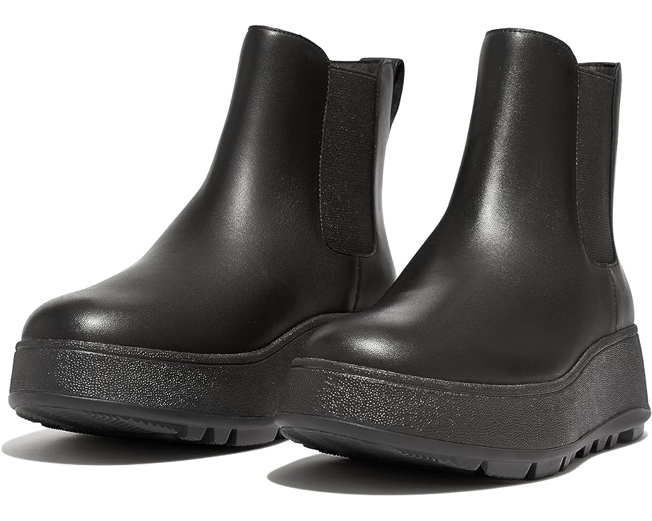Ботинки FitFlop F-Mode Waterproof Leather Flatform Chelsea, цвет All Black ботинки челси f mode water resistant flatform chelsea boots fitflop цвет minky grey
