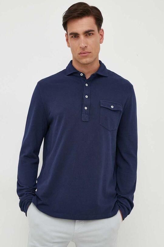 

Хлопковая рубашка с длинными рукавами Polo Ralph Lauren, темно-синий