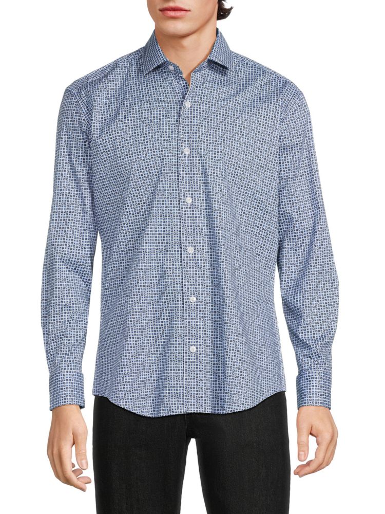 цена Рубашка с геометрическим рисунком Bertigo, темно-синий