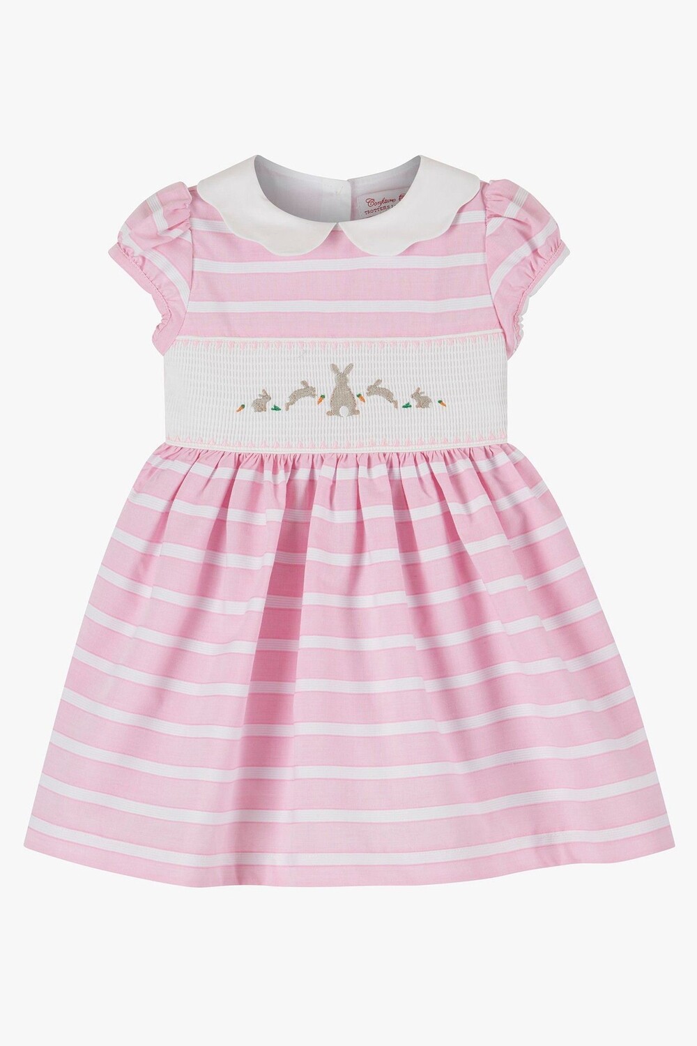

Розовое свободное платье Little Bunny в полоску Trotters London, розовый