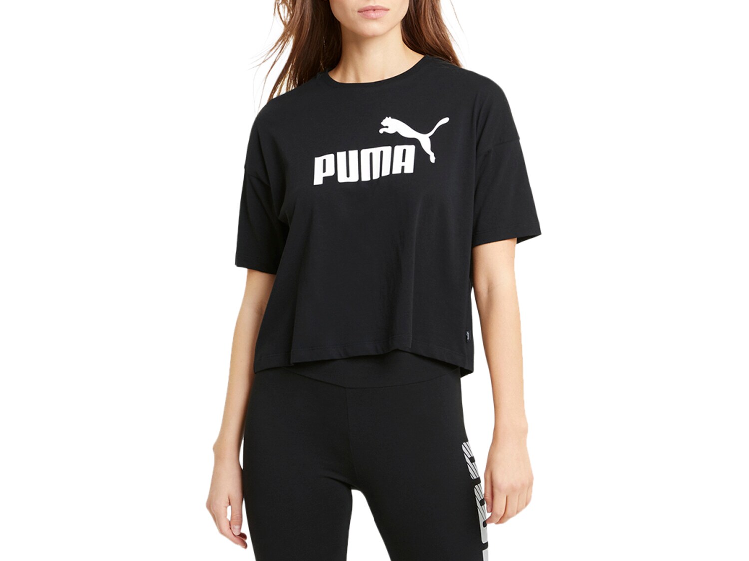 

Футболка Puma Essentials укороченная с логотипом, черный