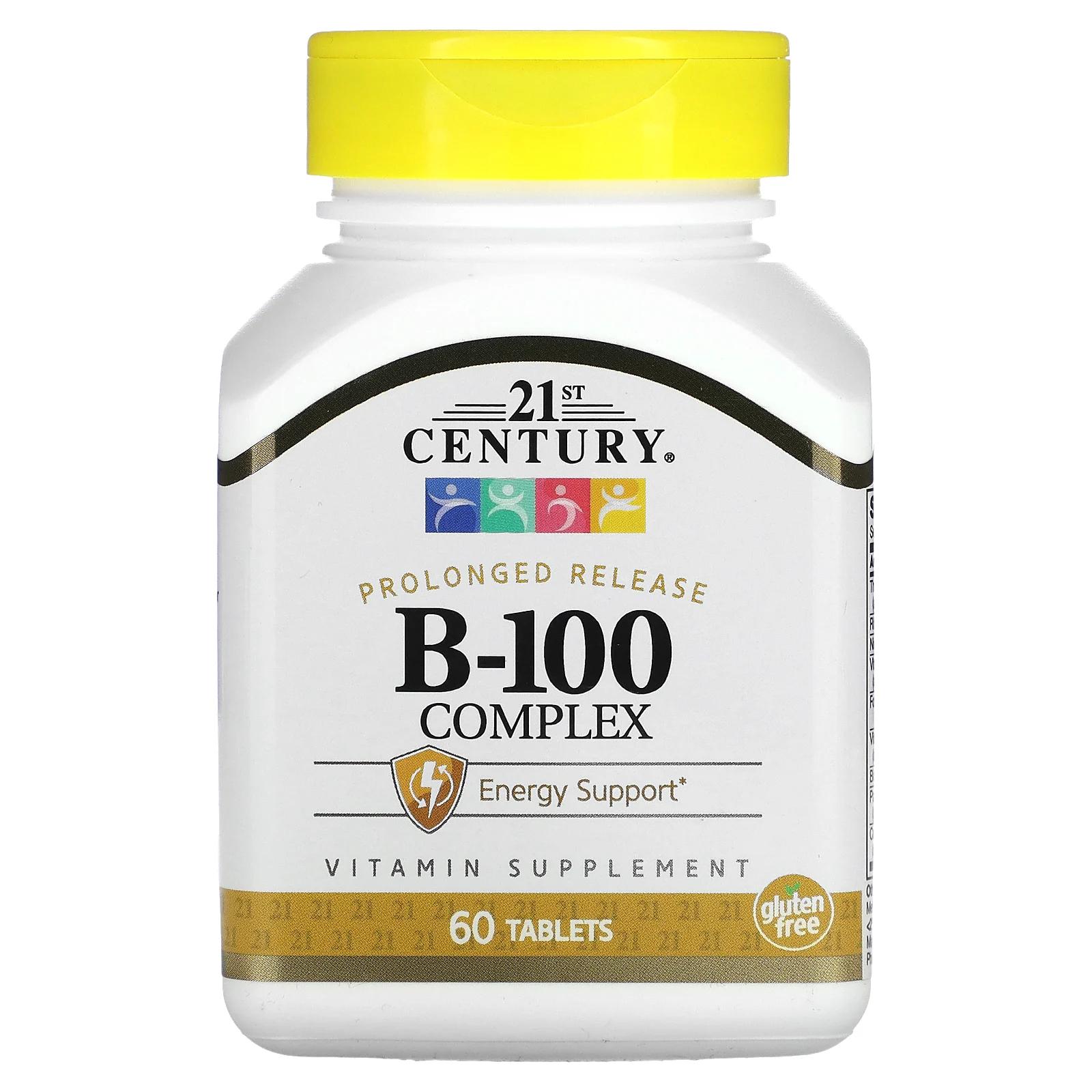 21st Century Комплекс B-100 длительное высвобождение 60 таблеток 21st century смесь ацидофильных пробиотиков 150