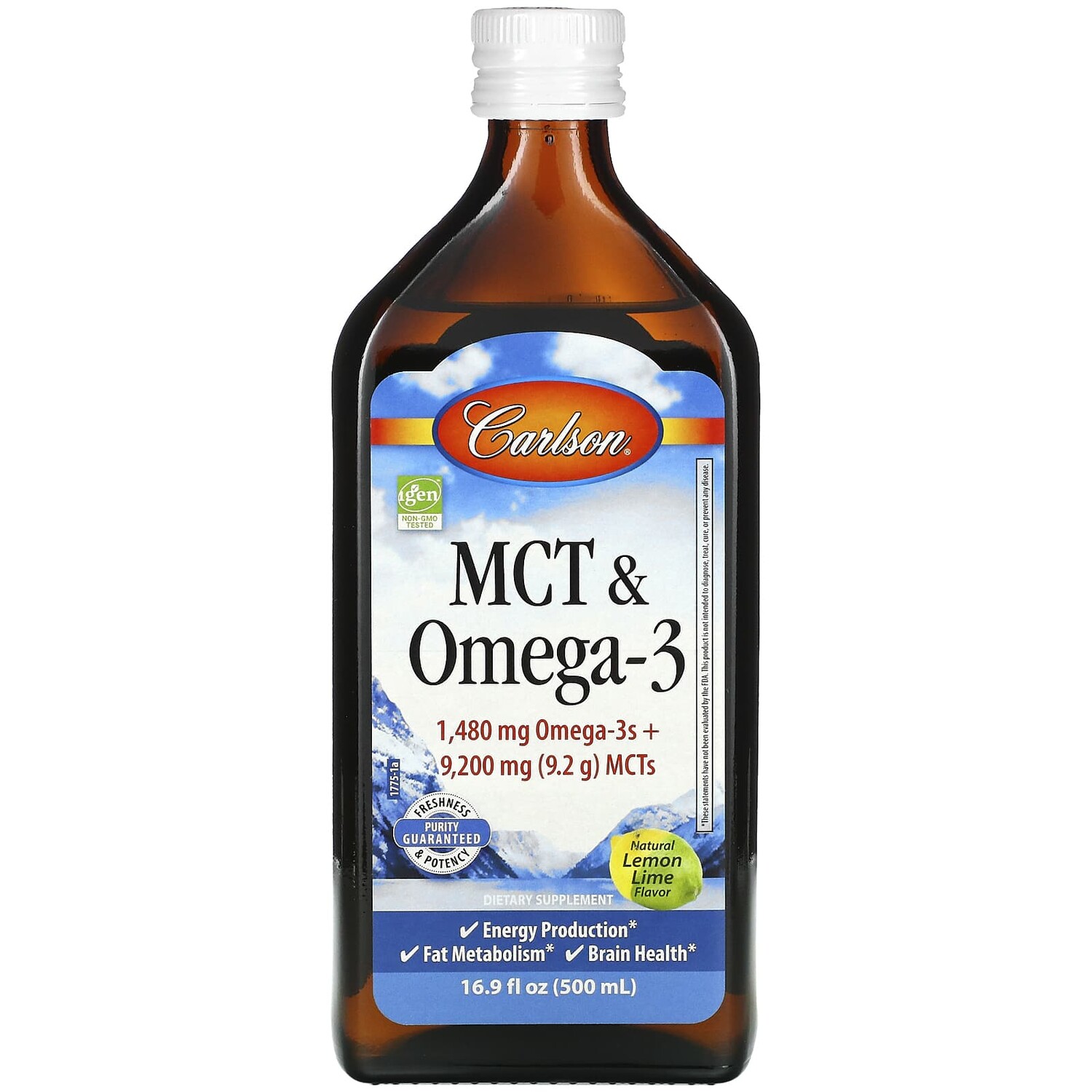 

MCT и омега-3, натуральный лимон и лайм, 500 мл (16,9 жидк. Унции), Carlson