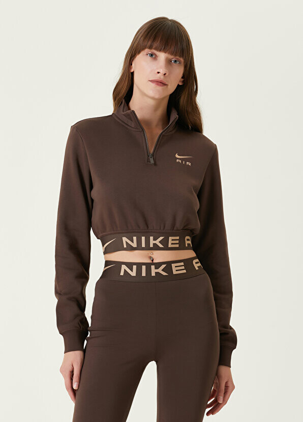 

Коричневый укороченный свитшот из флиса air Nike