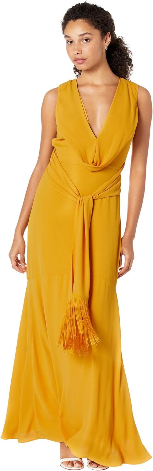 

Платье с бахромой спереди BCBGMAXAZRIA, цвет Golden Glow