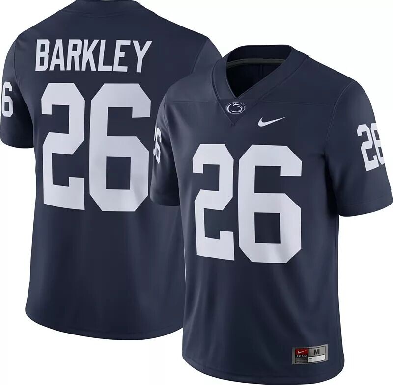 

Мужская футбольная майка Nike Saquon Barkley Penn State Nittany Lions #26 синего цвета Dri-FIT Game