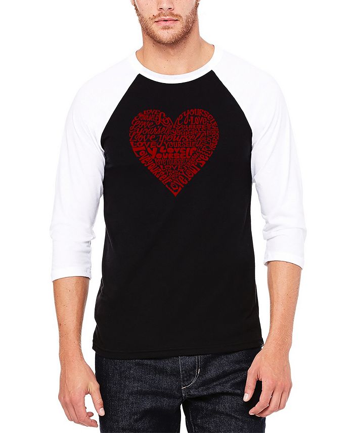 Мужская бейсбольная футболка Love Yourself реглан с надписью Art LA Pop Art, черный