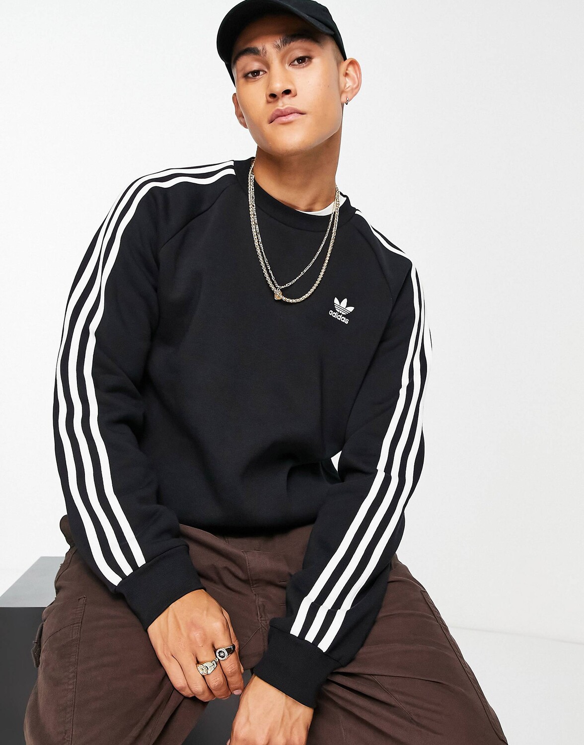 

Черная толстовка с 3 полосками adidas Originals adicolor, Черный
