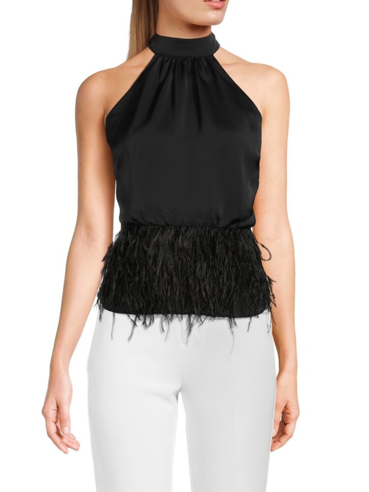 

Топ Danni Mockneck с перьями Ramy Brook, черный