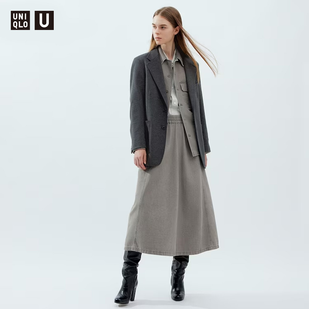 

Женская юбка Uniqlo U 23 джинсовая, свинцово-серый