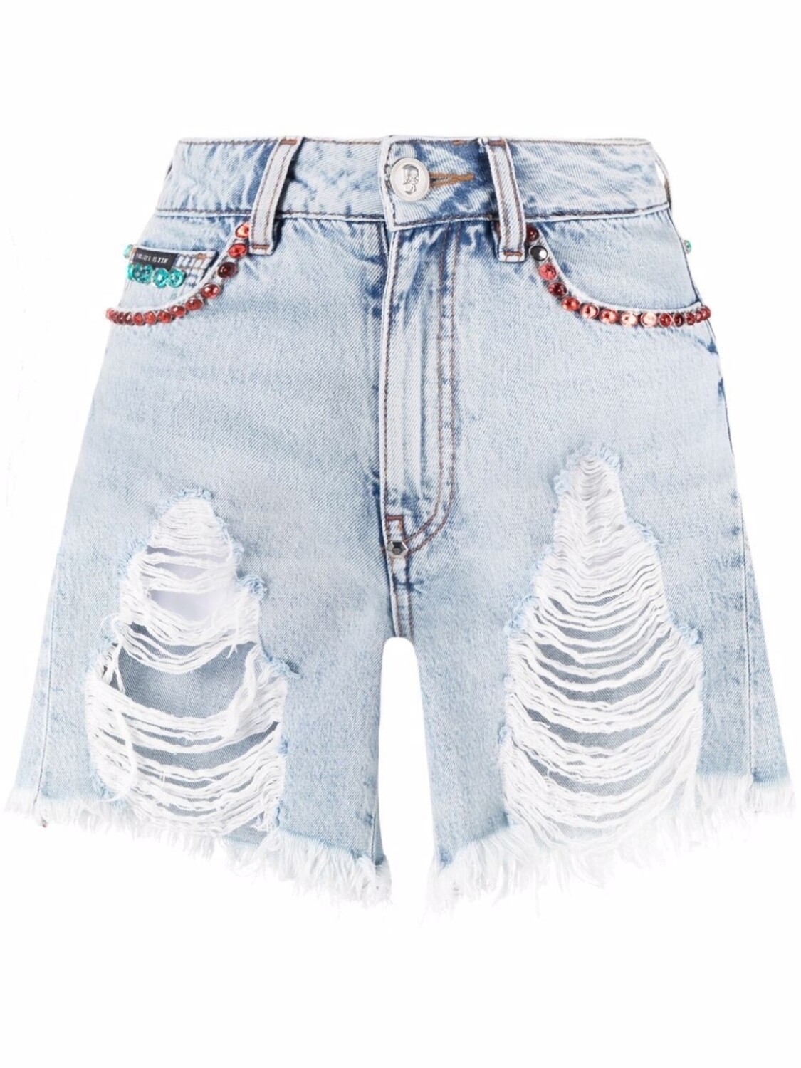 

Philipp Plein джинсовые шорты с кристаллами, синий