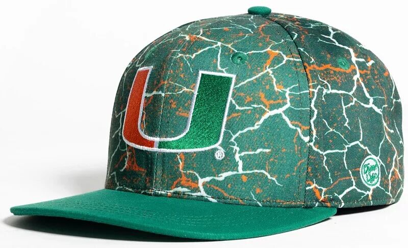 

Мужская регулируемая бейсболка Dyme Lyfe Miami Hurricanes Green Storm