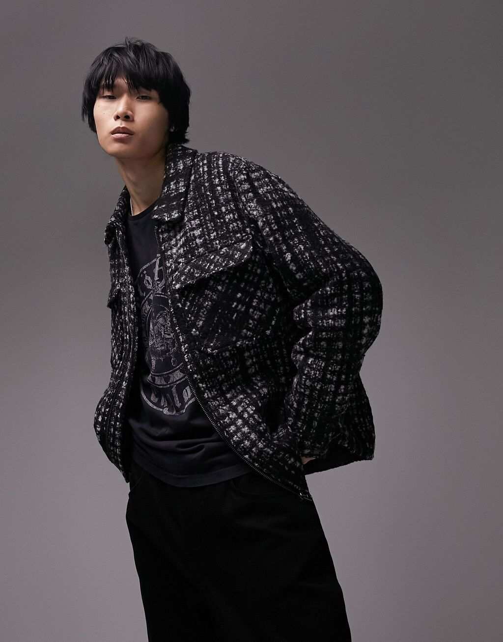 

Черная куртка в клетку Topman, Черный