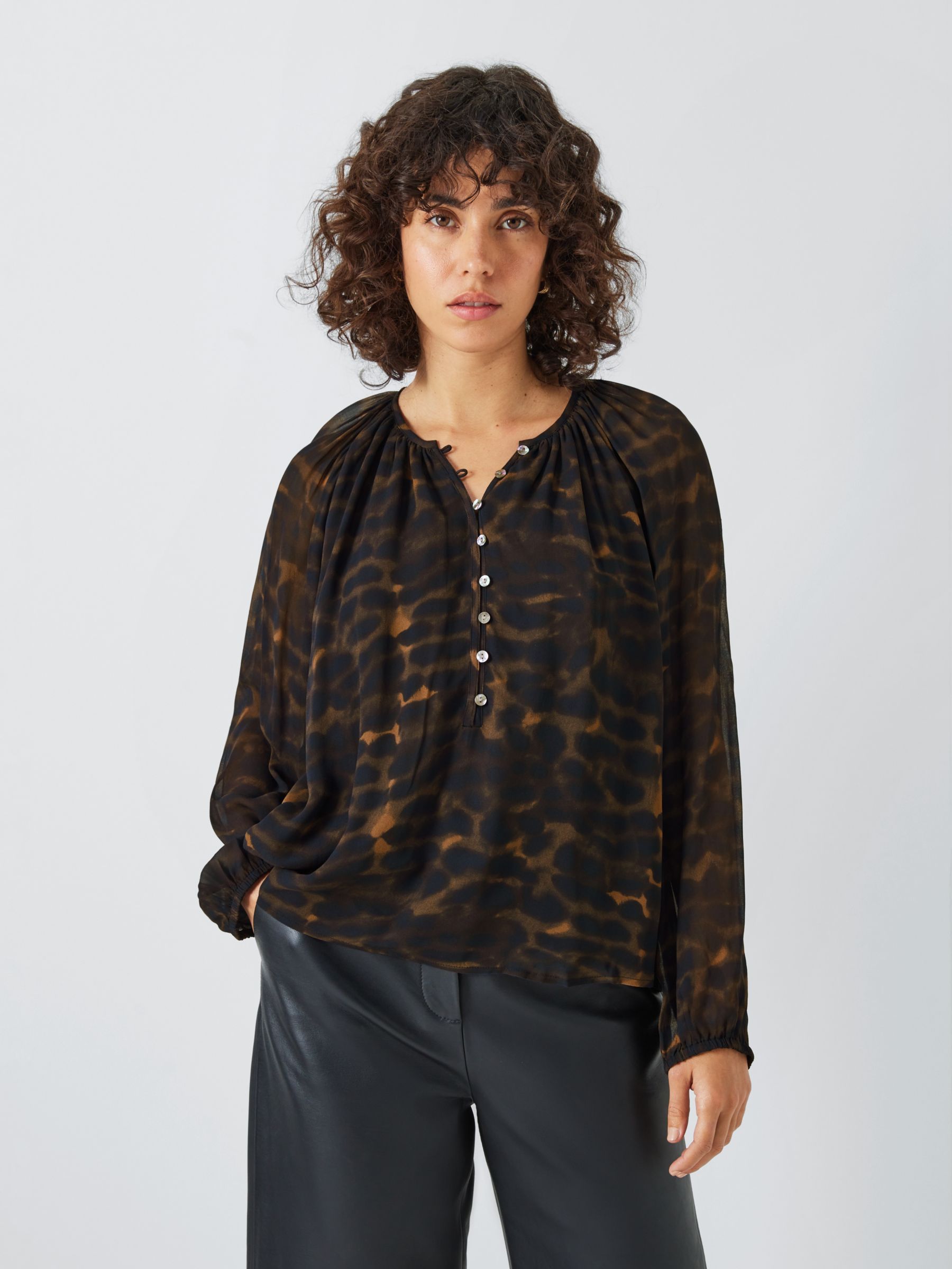 Блузка с леопардовым принтом Инди и абстрактным принтом Rails, умбра блузка с абстрактным принтом