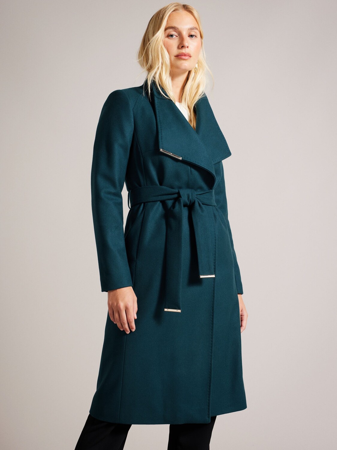 

Пальто средней длины с запахом Rose из смесовой шерсти Ted Baker, бирюзовый, Зеленый