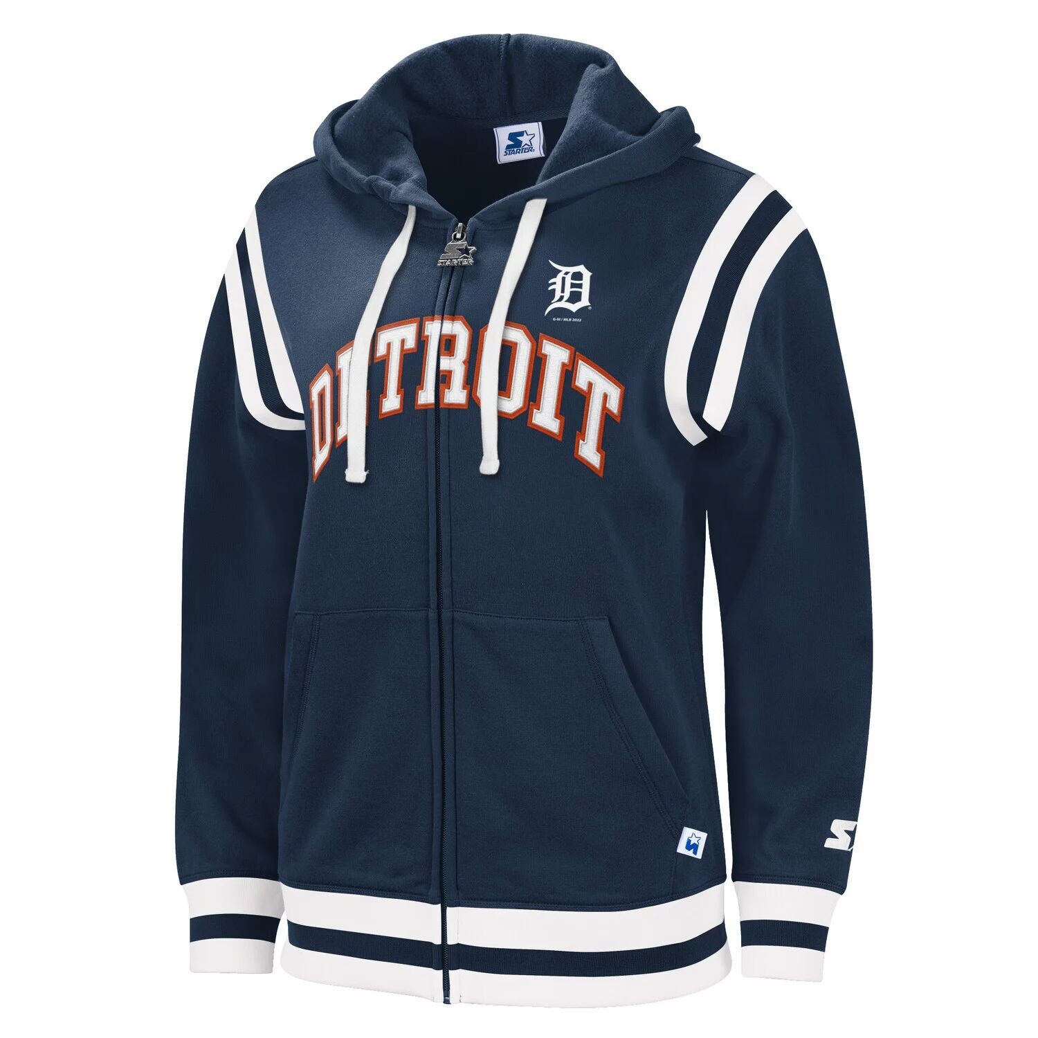 

Женская базовая темно-синяя толстовка с молнией во всю длину Detroit Tigers Vintage Starter