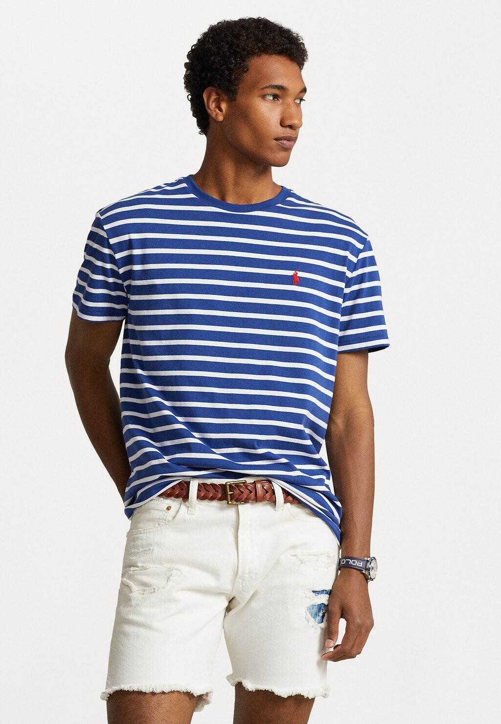 Футболка с принтом Short Sleeve Polo Ralph Lauren, цвет beach royal/white бейсболка hat polo ralph lauren цвет beach royal