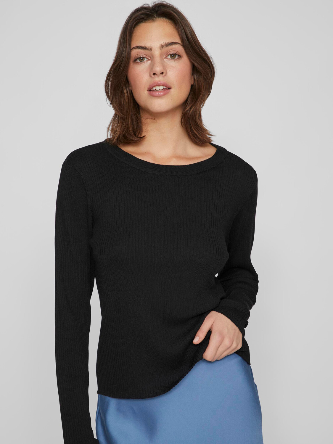 

Свитер Vila Gerippter Longsleeve Feinstrick Sweater Shirt VIABELLA, черный