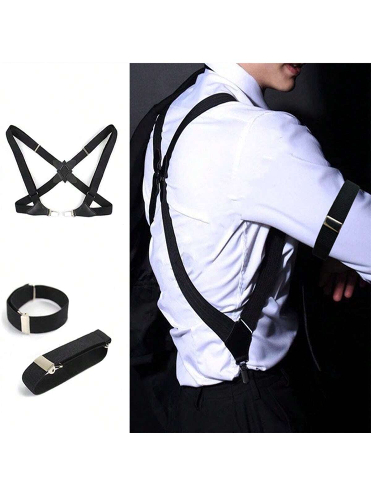 3 шт./компл. мужские регулируемые X-образные подтяжки с зажимами, черный роскошный галстук бабочка в британском стиле ретро аксессуары для свадебной одежды для мужчин и женщин