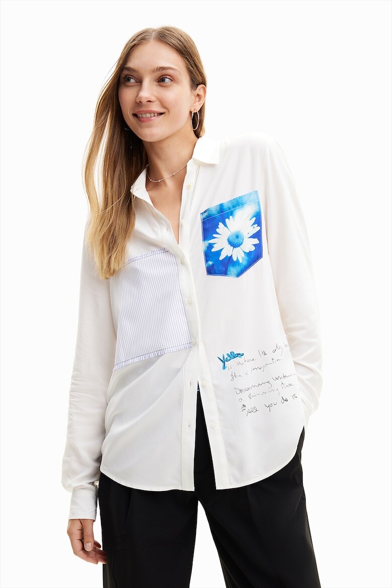 

Асимметричная рубашка с контрастами Desigual, белый
