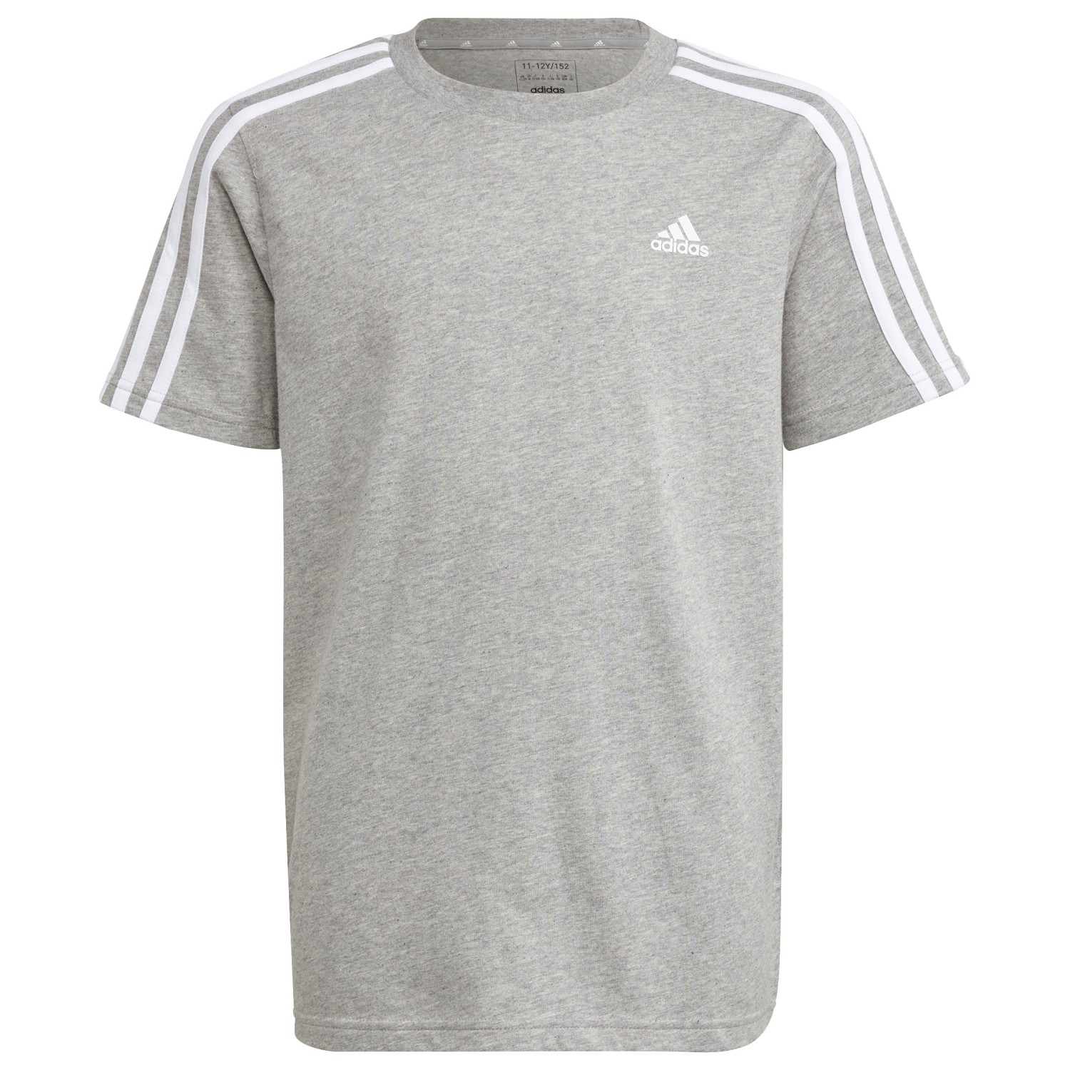 Футболка Adidas Kid's 3 Stripes Tee, цвет Medium Grey Heather/White