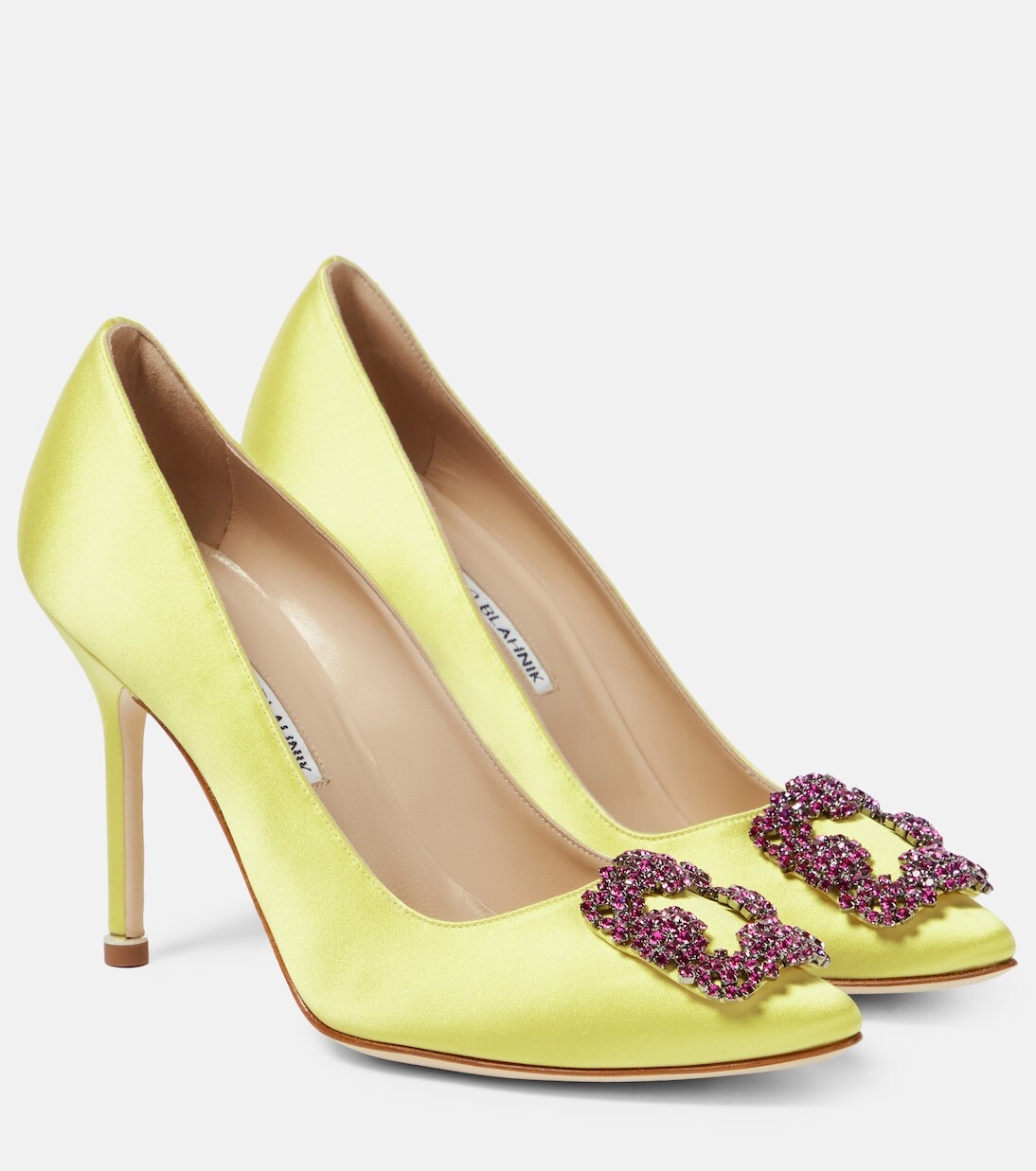 

Атласные туфли hangisi 105 с декором Manolo Blahnik, желтый
