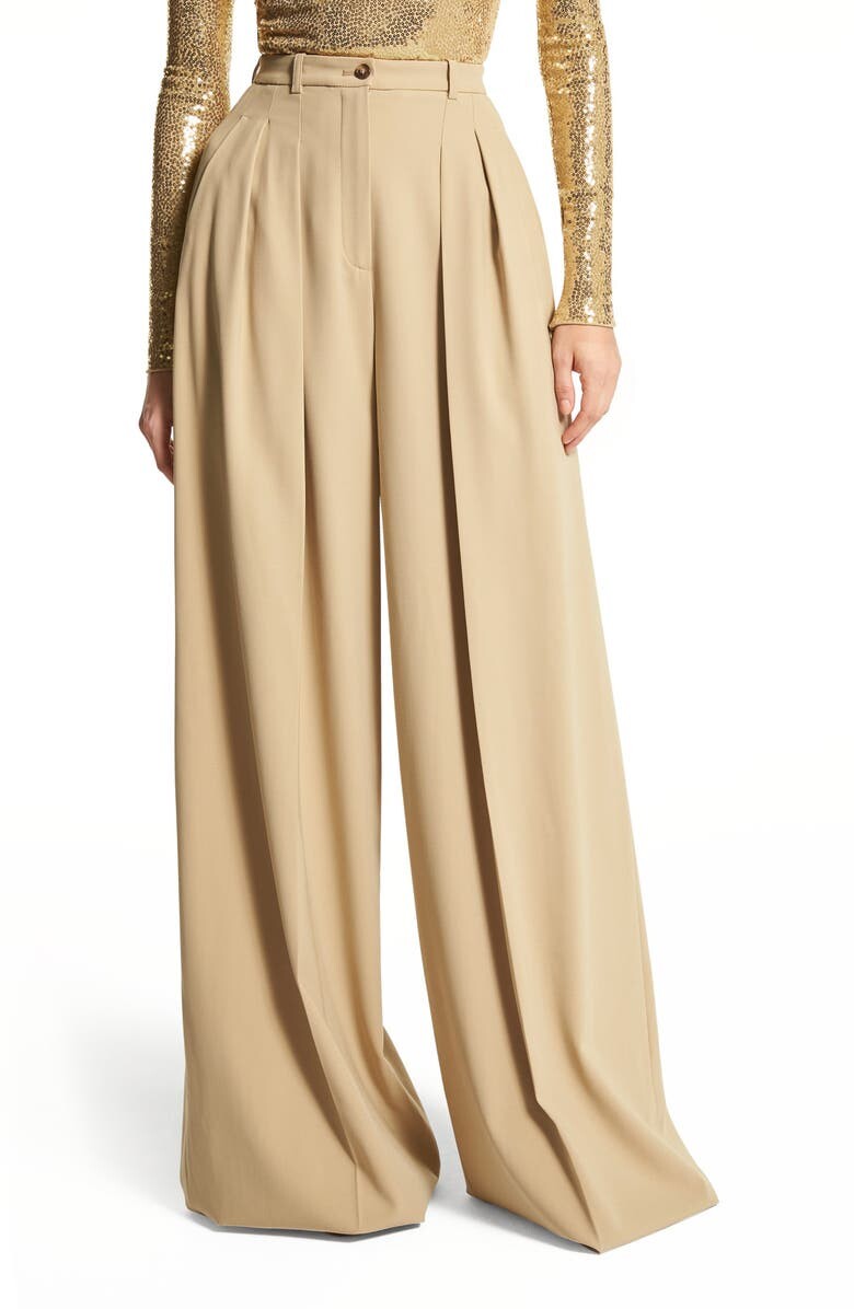 

Широкие брюки из шерстяного саржа со складками MICHAEL KORS COLLECTION