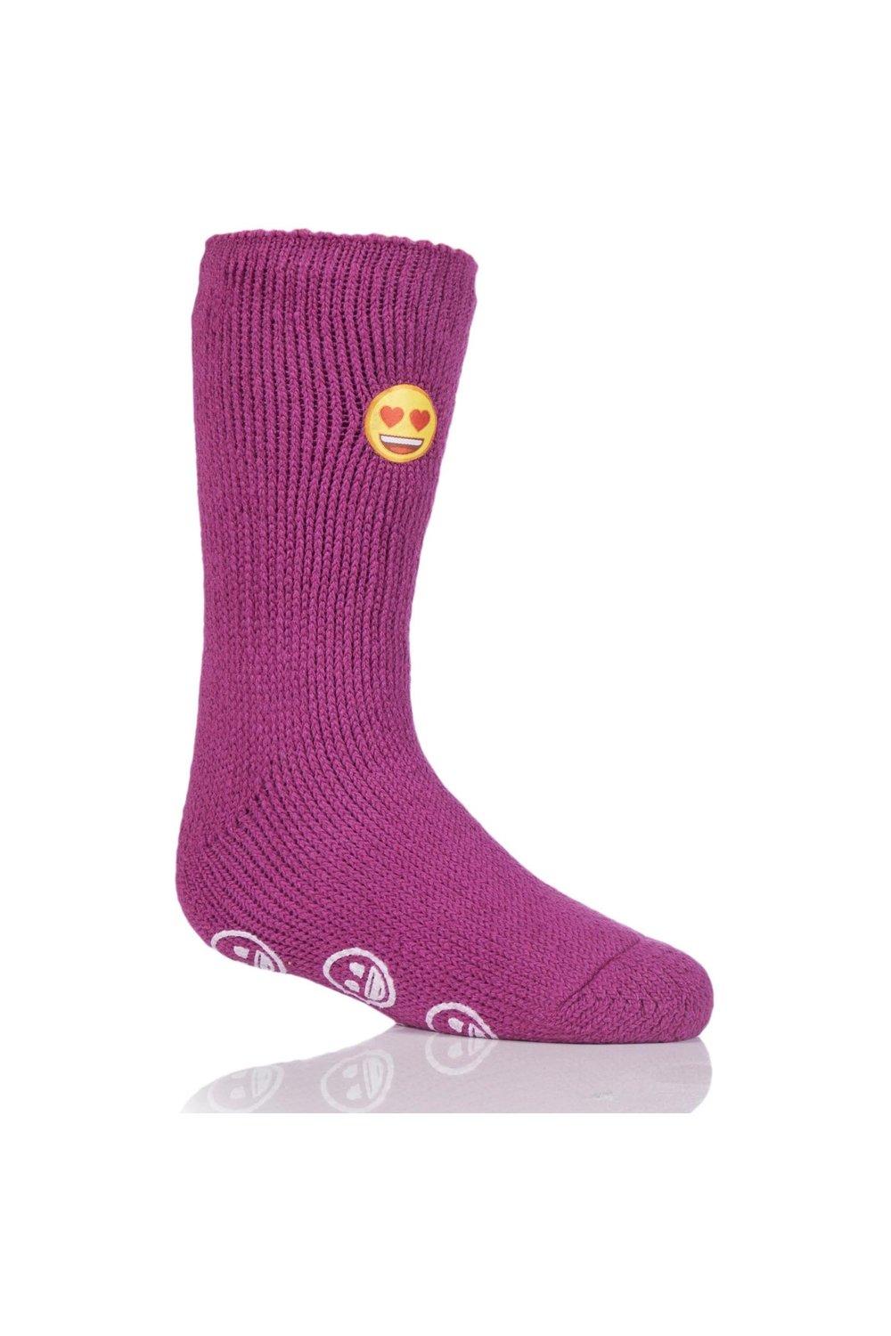 1 пара носков-тапочек с сердечками и смайликами SOCKSHOP Heat Holders, розовый 1 пара полосатых носков тапочек gripper со скидкой 25% на этот стиль sockshop синий