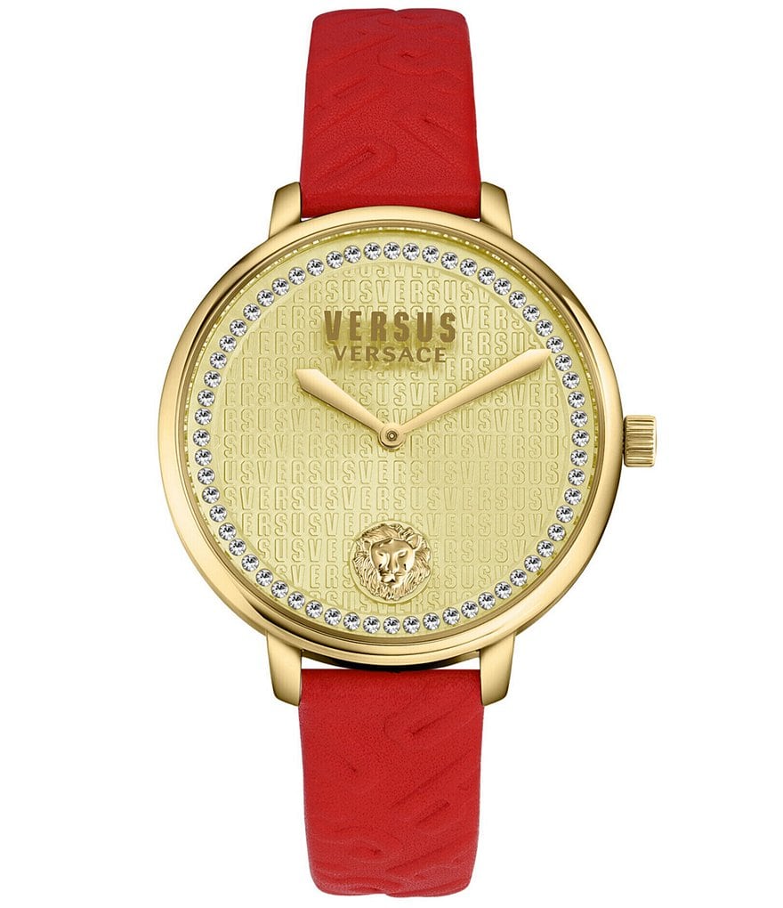 Женские аналоговые красные кожаные часы Versus By Versace La Villette Crystal, красный