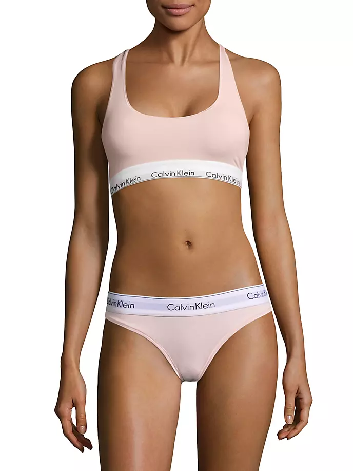 

Современный хлопковый бюстгальтер без косточек Calvin Klein, светло-розовый